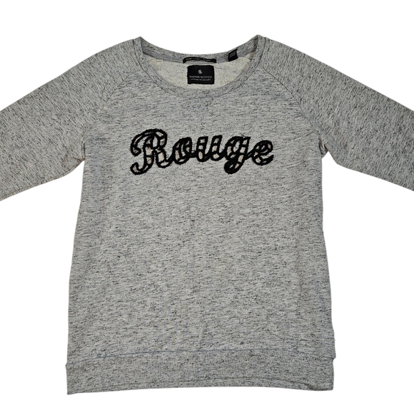 Maison Scotch La Femme Selon Marie Gray Black Rouge Sweatshirt Sz 2 US M Sweater - Picture 7 of 14